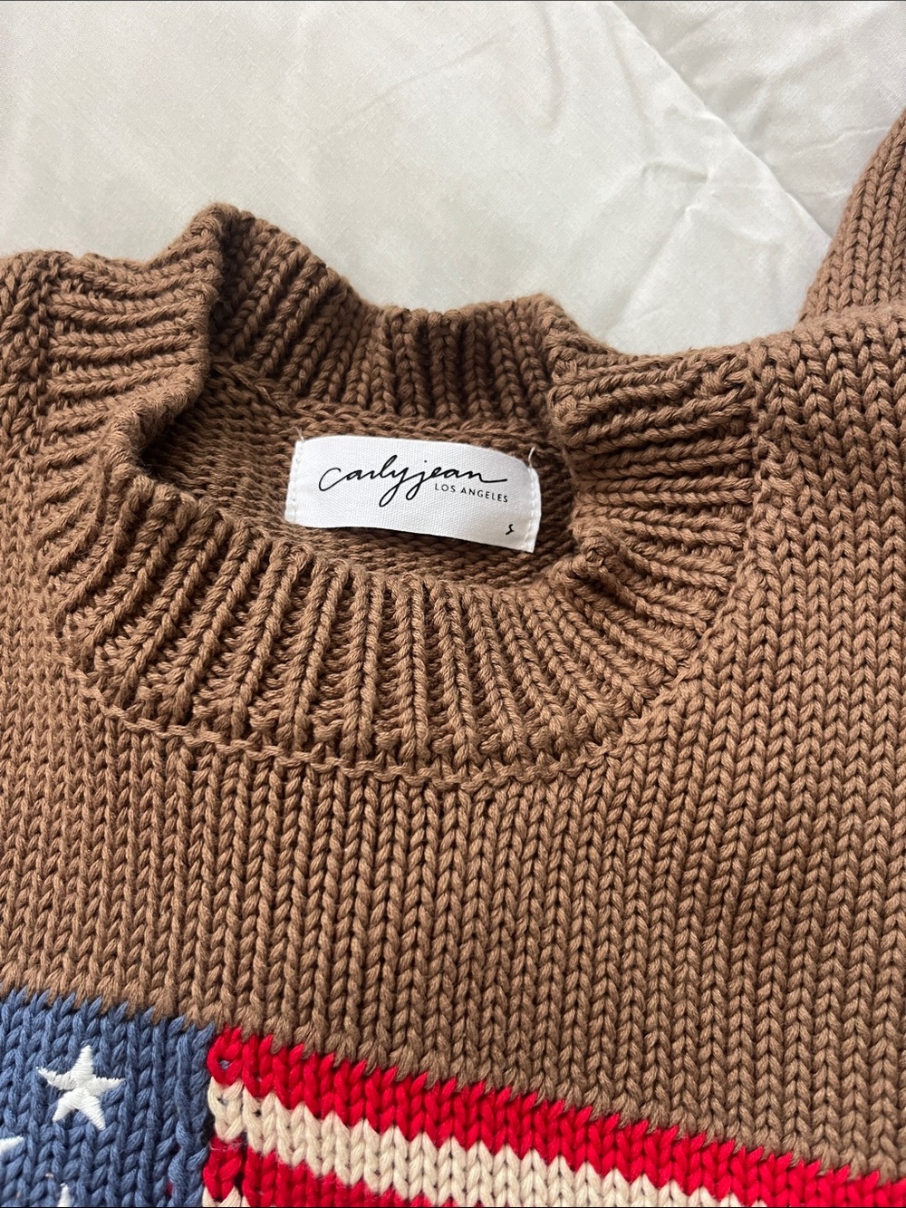 Carly Jean Los Angeles Brown Americana Sweater - Picture 7 of 9